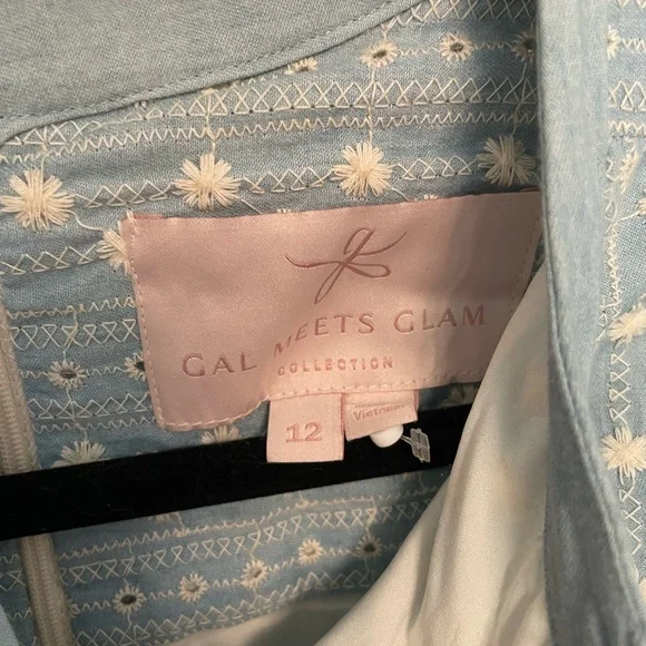 Gal Meets Glam Collection Blue Eyelet Dress Size 12 - Picture 2 of 2